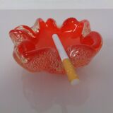 Red & Silver Murano Glass Ashtray by Barovier & Toso, Italy, 1960s