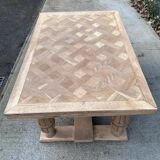 Art Deco extendable monastery table renovated in raw oak 250cm