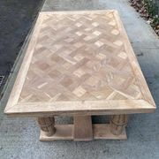 Table de monastère art déco extensible rénovée en chêne brut 250cm