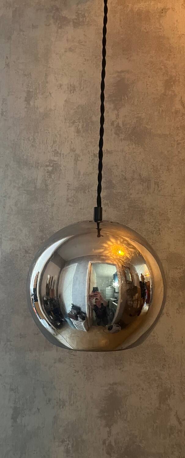 Space age metal globe pendant from the 80s