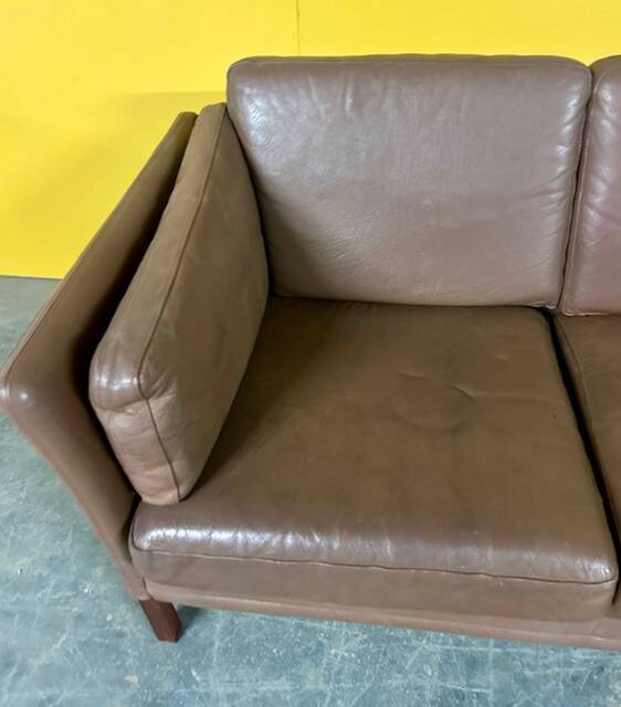 Canapé danois 2 places en cuir marron, 1970