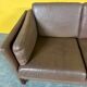 Danish vintage 2 seater brown leather sofa 1970s