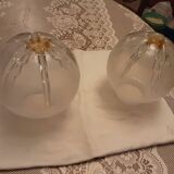 2 globes wall lights murano glass