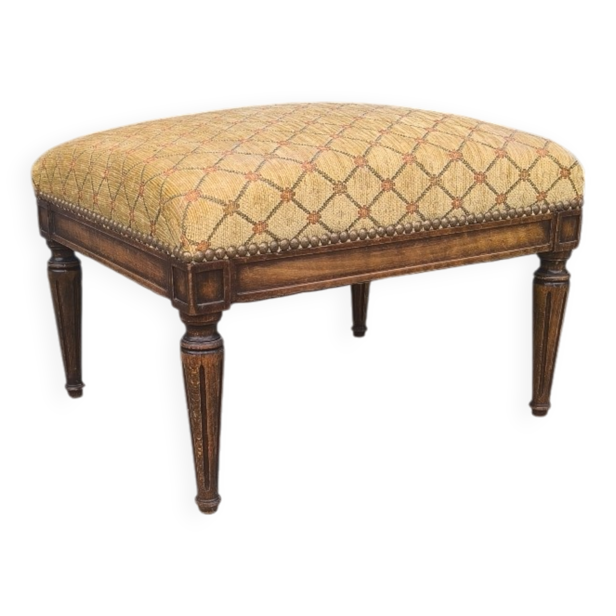 Louis XVI period wooden and velvet ottoman