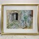 Watercolor "Les Fenestrons" signed and framed vintage