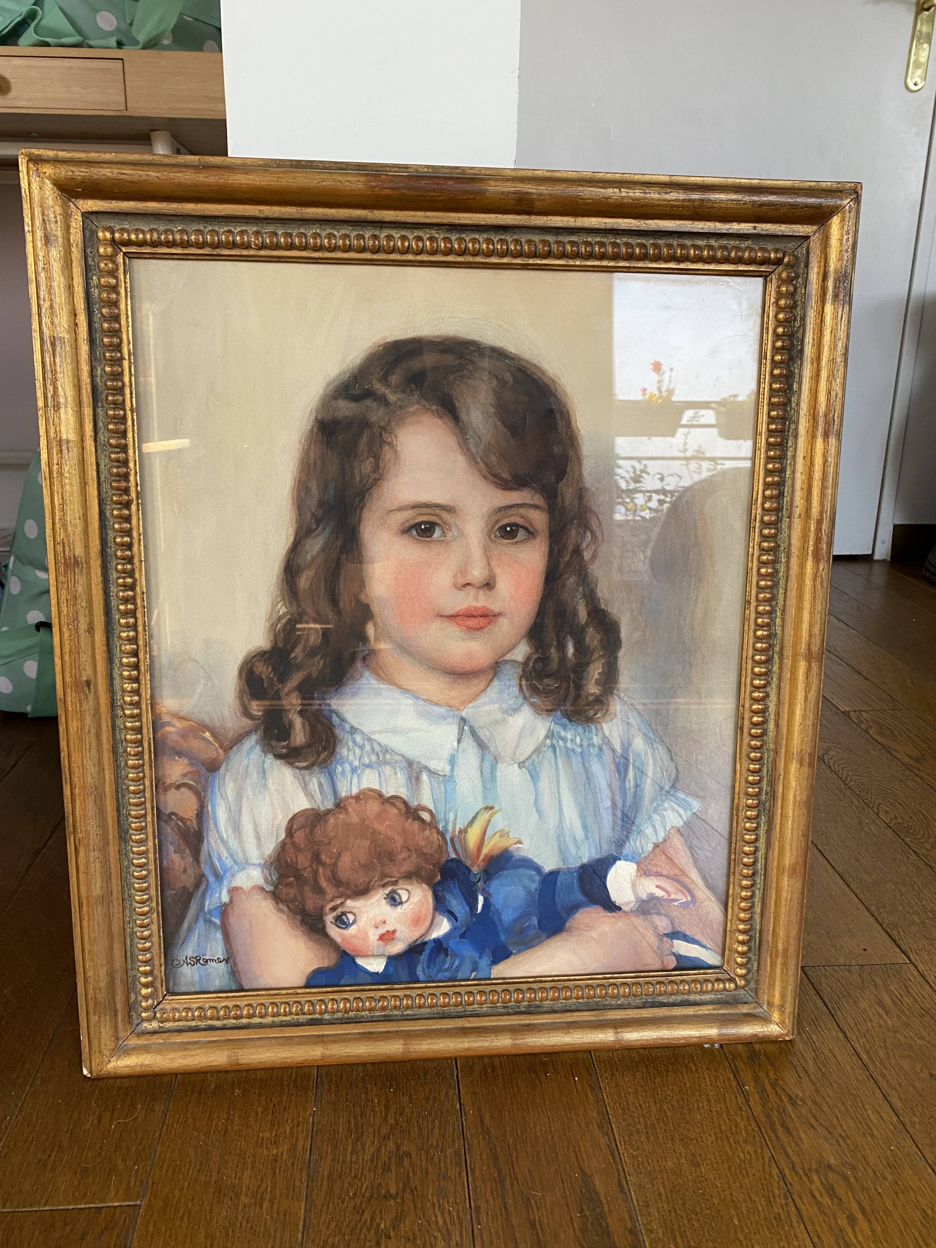 Portrait de jeune fille signé AS Romer