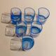Set of 6 vintage blue drinking glasses with curved design, Pitti Studio, Italy, 1980s.