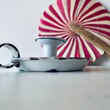 White enamelled candle holder