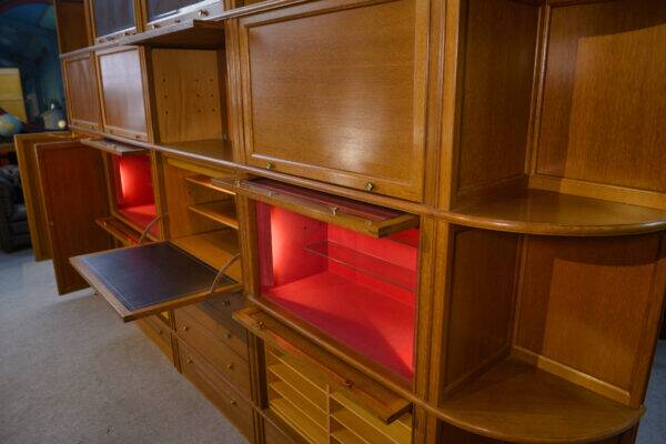 Modular furniture set by Pierre Cruege for Martin Dupuis in light oak, 1960
