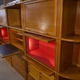 Modular furniture set by Pierre Cruege for Martin Dupuis in light oak, 1960