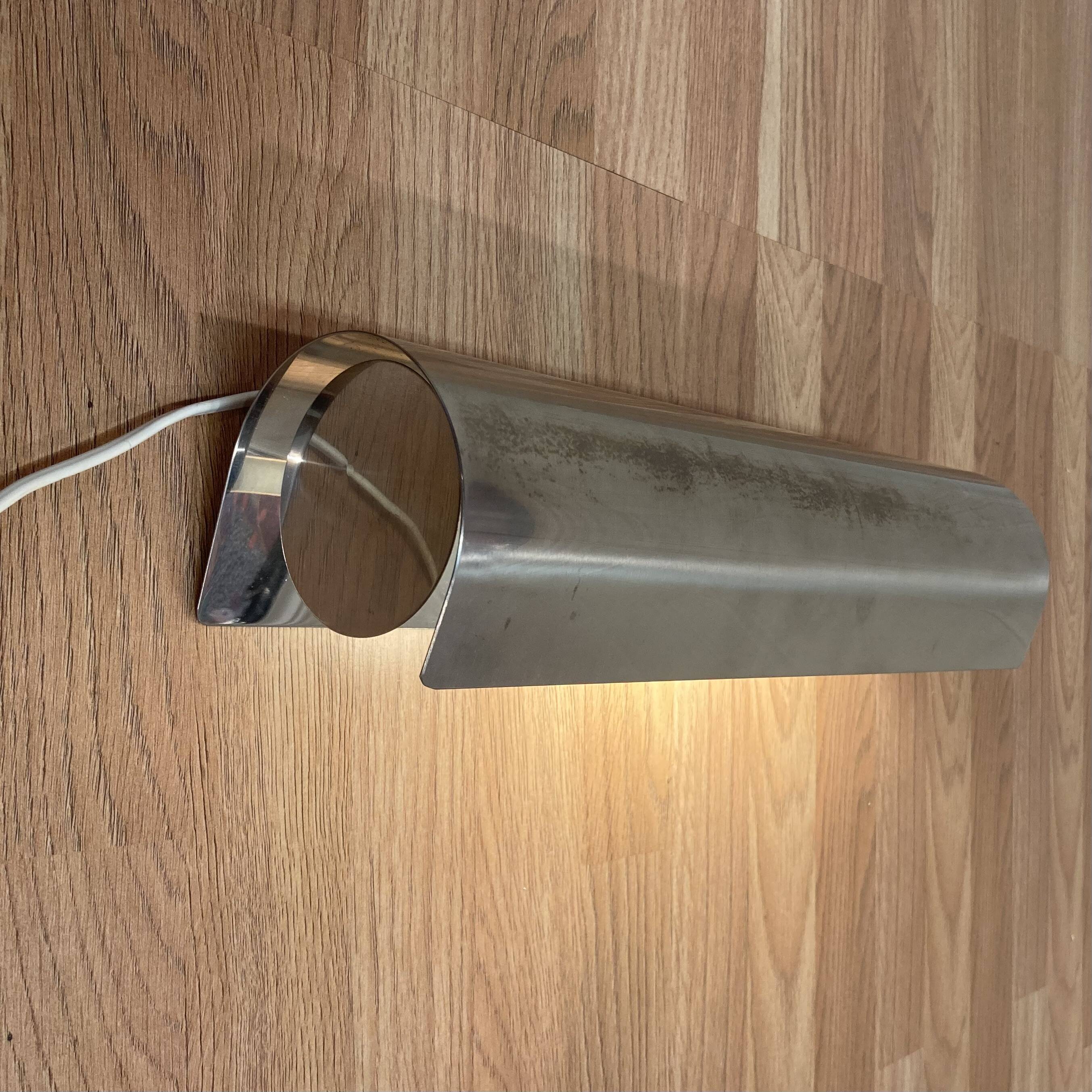 Large steel wall light Scandinavian design 1970.