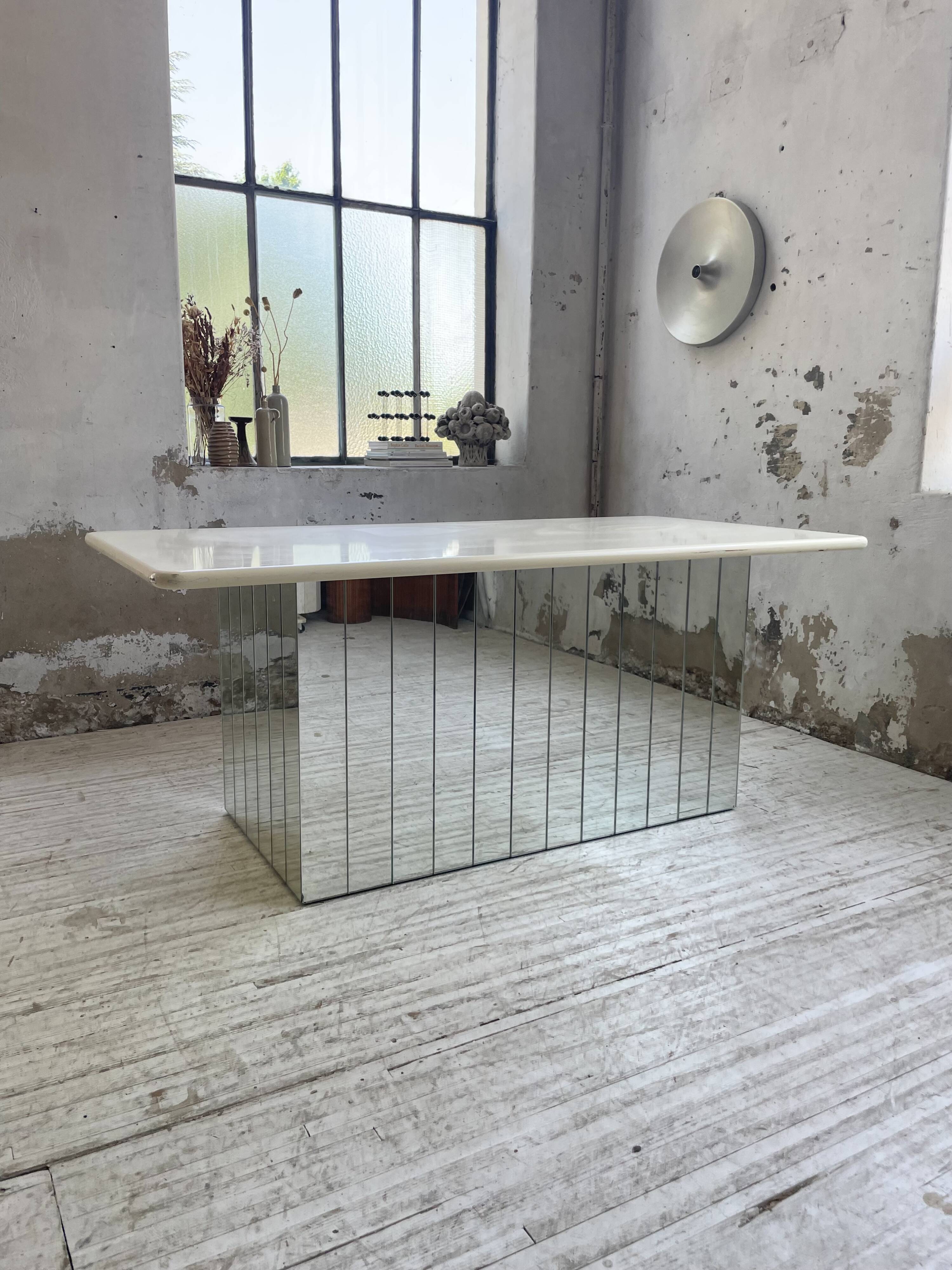 80s lacquered desk and mirror