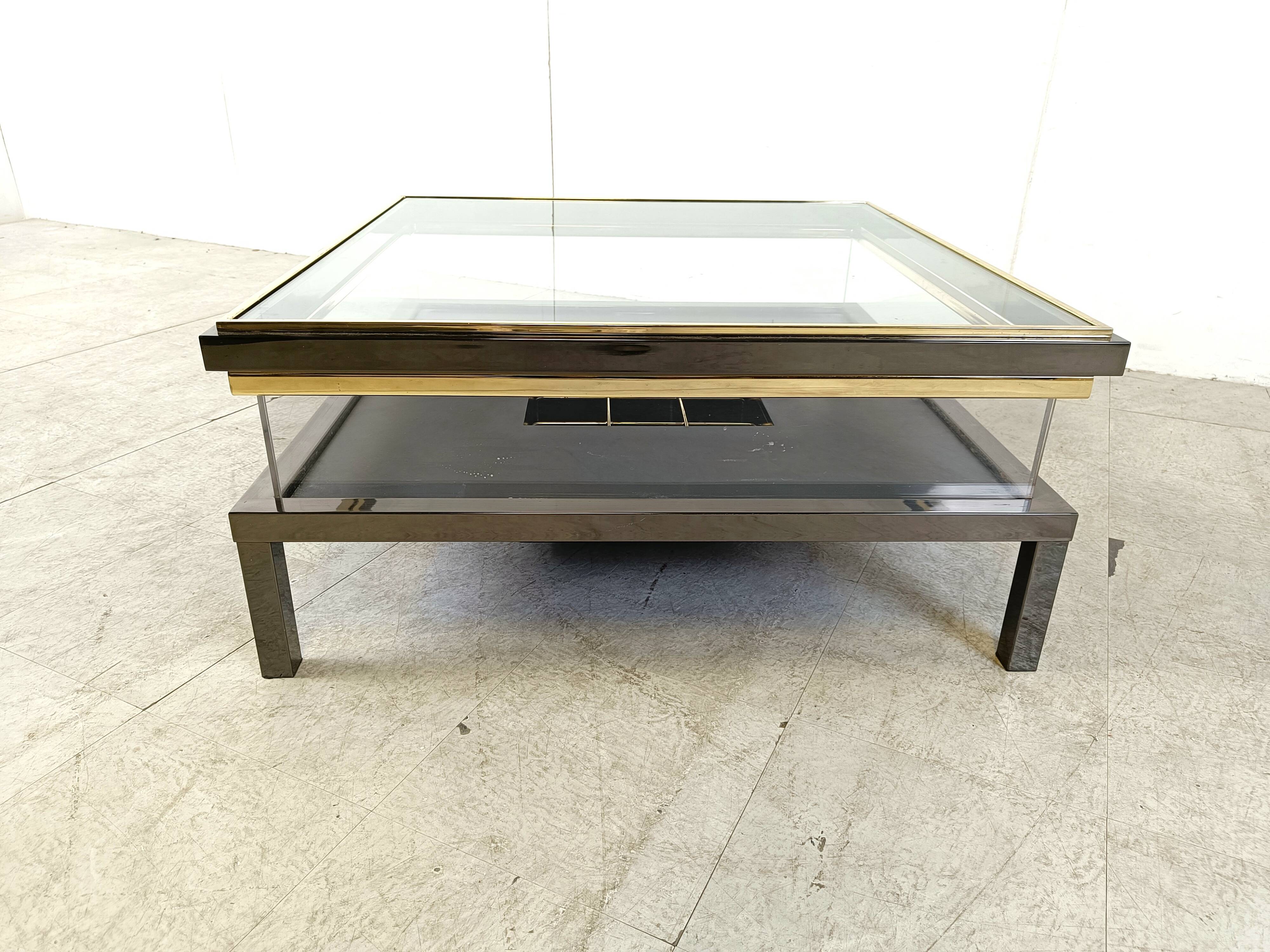 Vintage sliding glass coffee table, 1970s