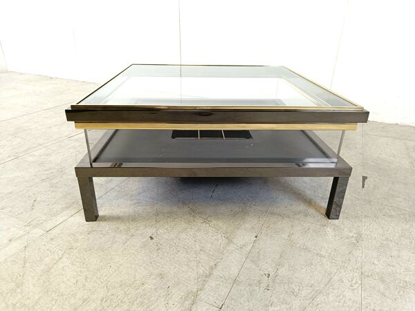 Table basse vintage coulissante en verre, 1970