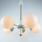 Vintage White 1970s Sputnik Chandelier – Mid-Century Modern Ceiling Light