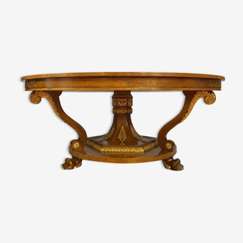 Table pedestal table Russian Empire stamped in light magnifying glass and gilded wood, Francesco Molon