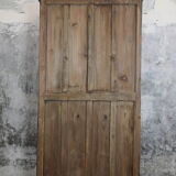 Black Indian showcase with 2 glass doors of 8 tiles and 3 interior shelves in raw wood