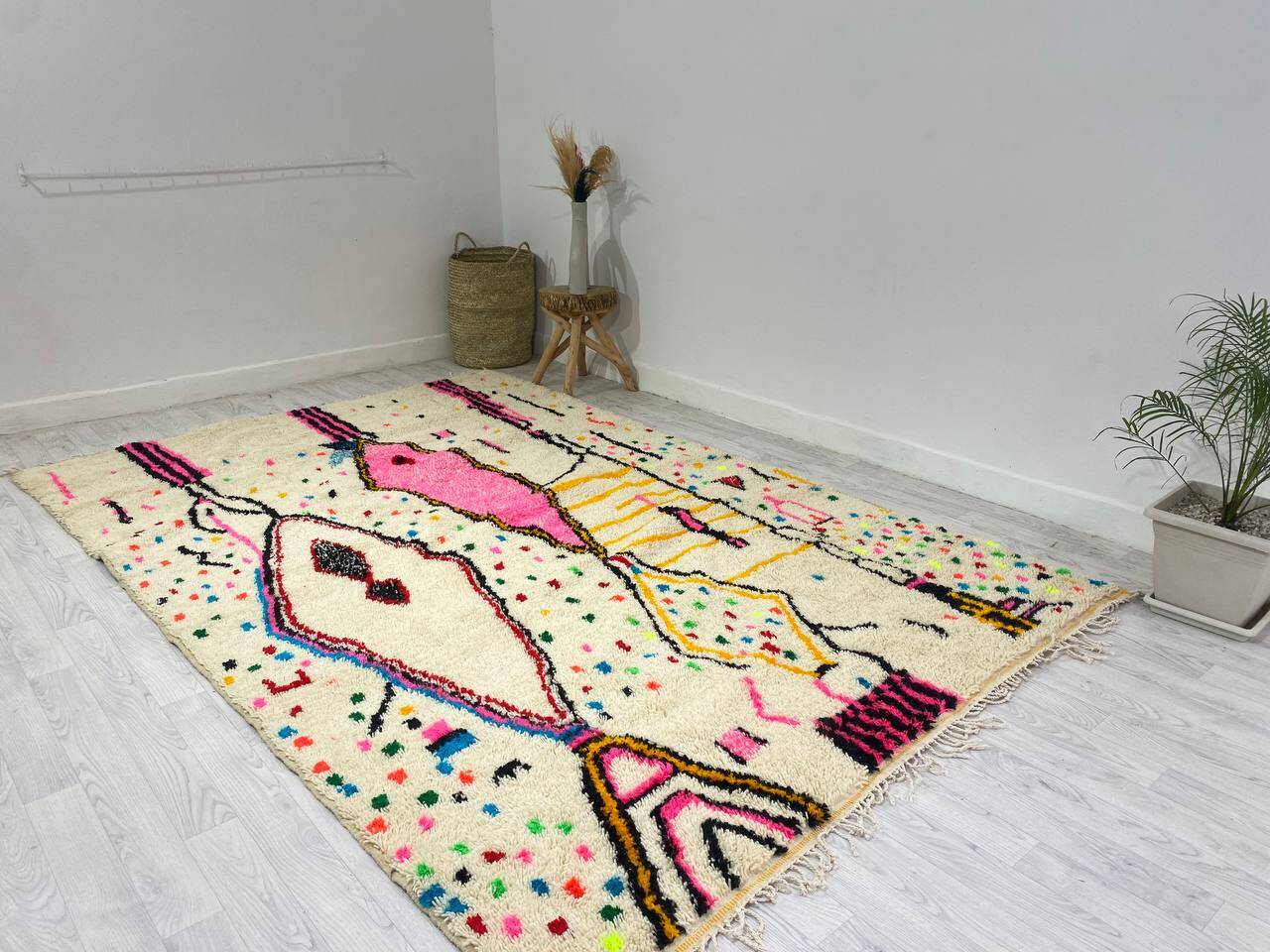 Colorful handmade wool Berber rug 320 X 180 CM