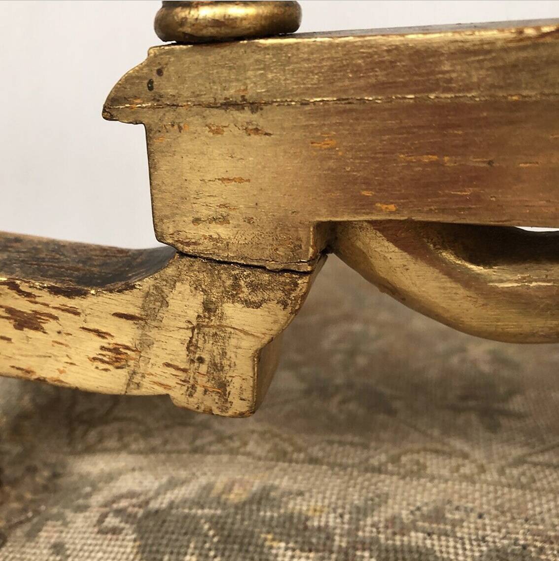 Series of three Louis XVI style chairs in gilded wood, circa 1900