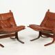 Vintage Norwegian mid-century leather Siesta chairs by Ingmar Relling