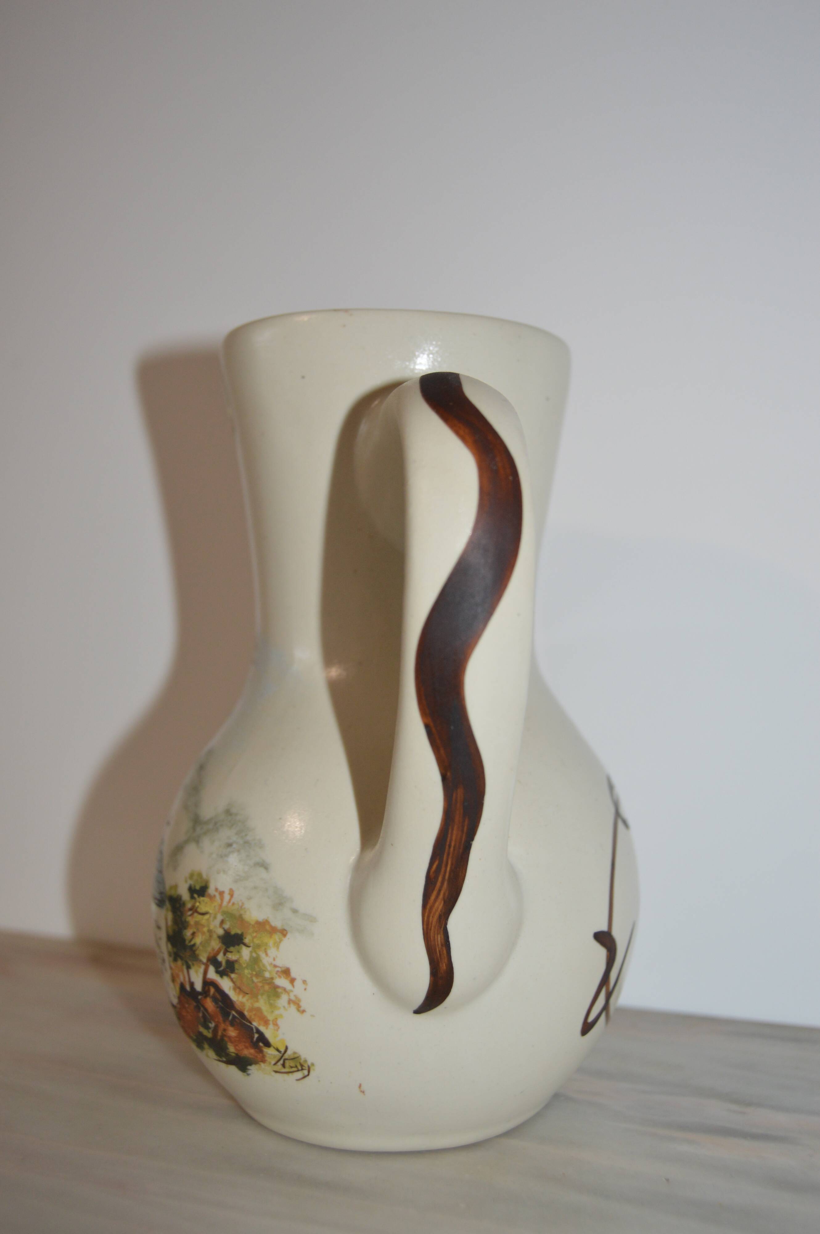 Ceramic pitcher signed Cazalas
