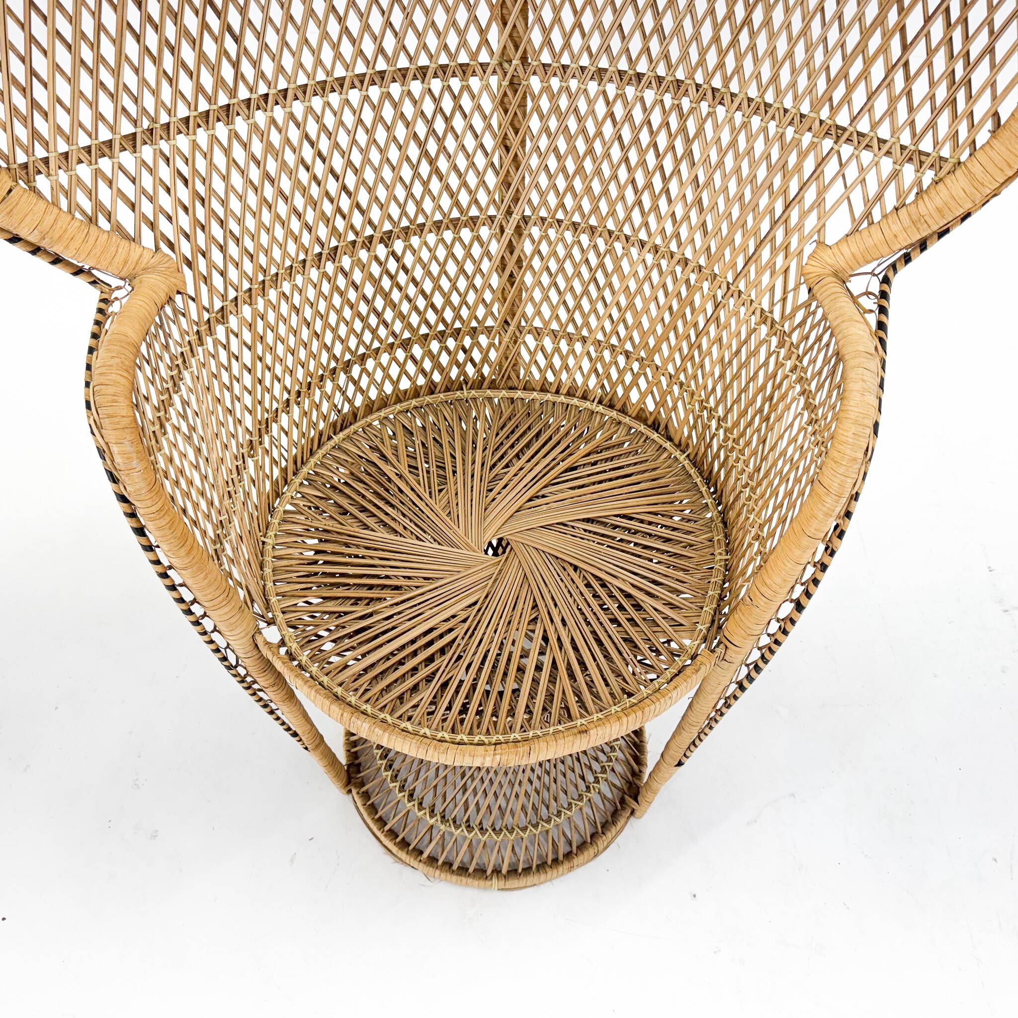 Vintage bohemian peacock wicker chair