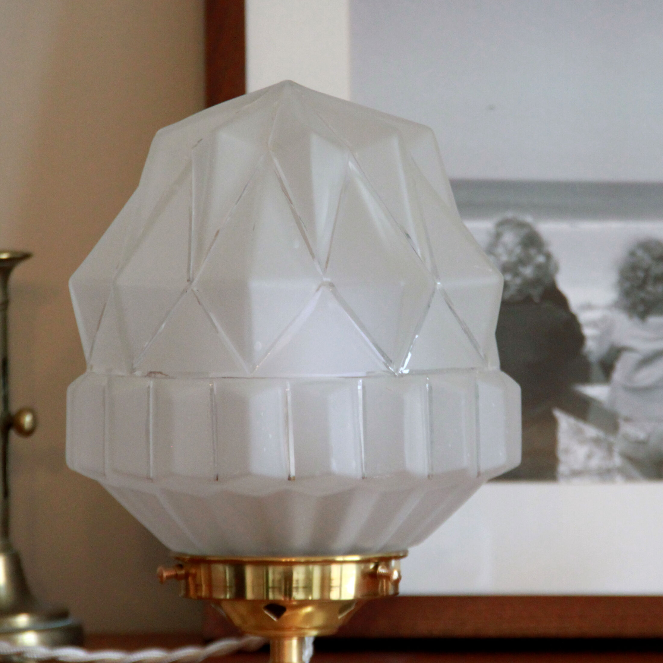 Bedside lamp brass globe old art deco vintage skyscraper