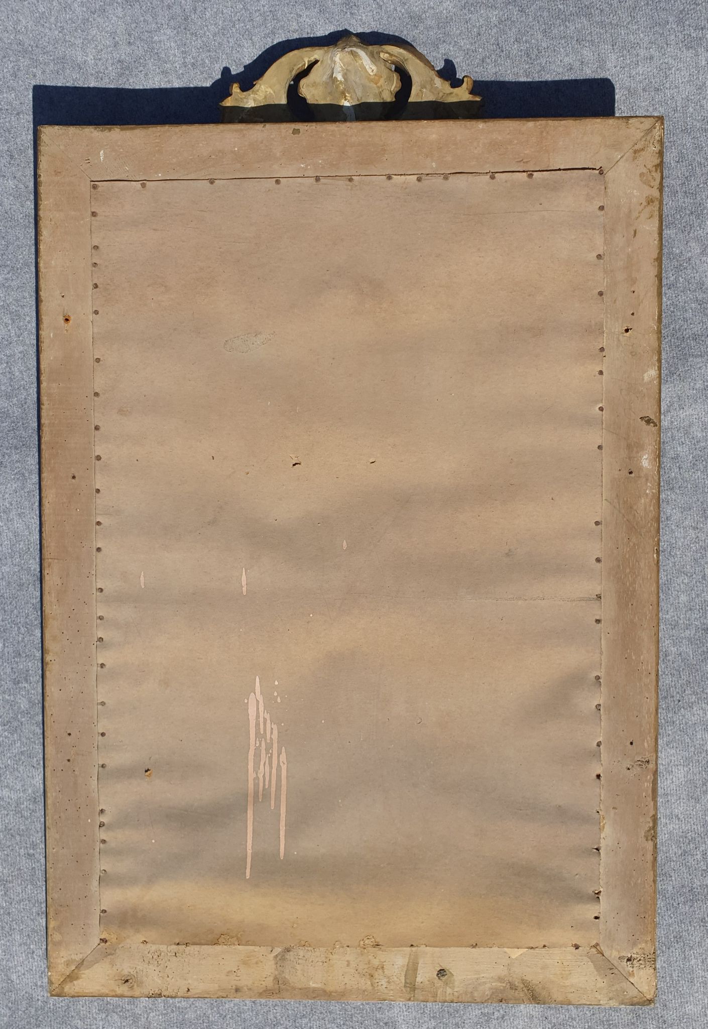 Miroir à fronton or et argent 71x115cm
