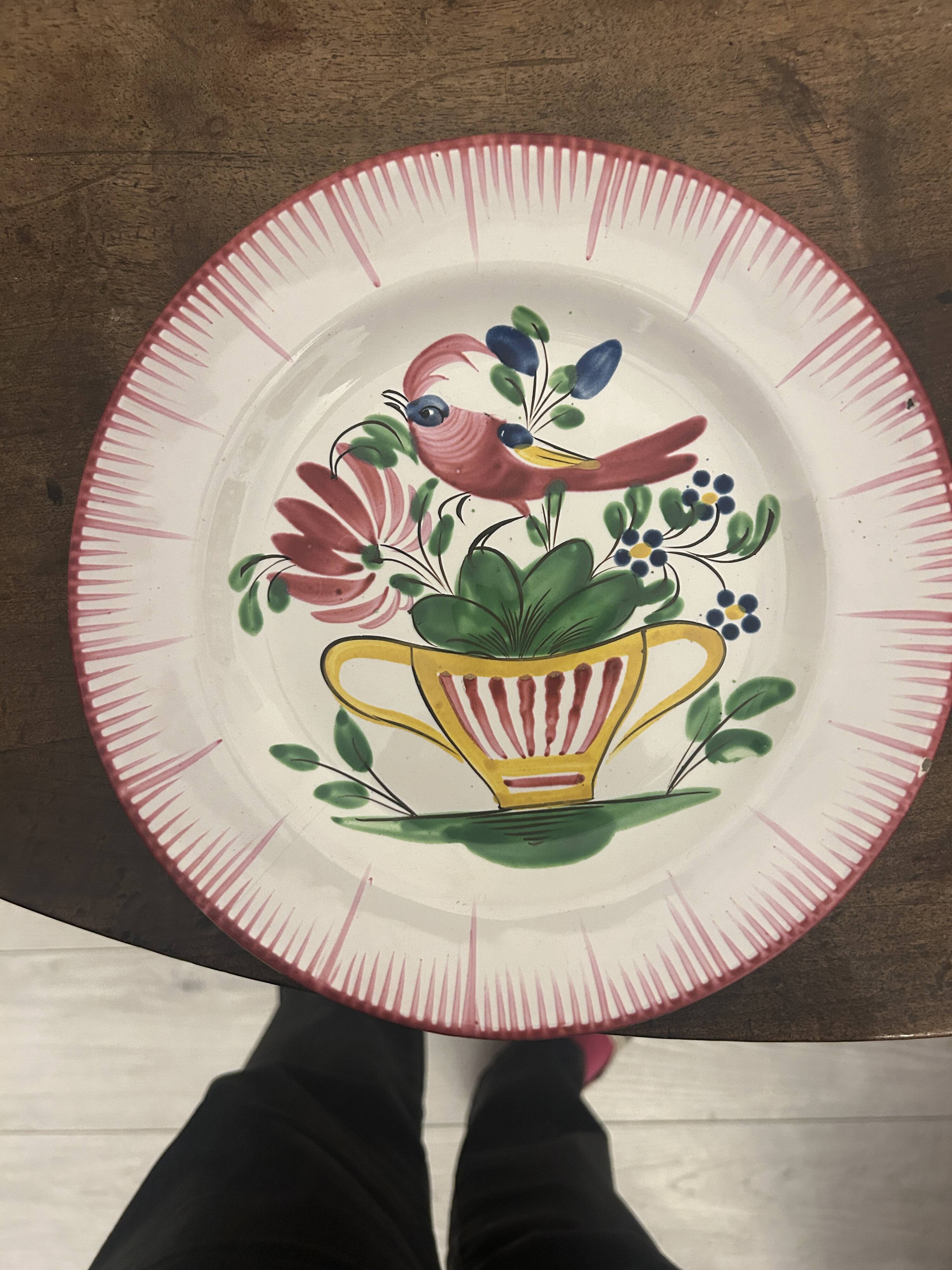 Three earthenware plates from Les Islettes, 18th century