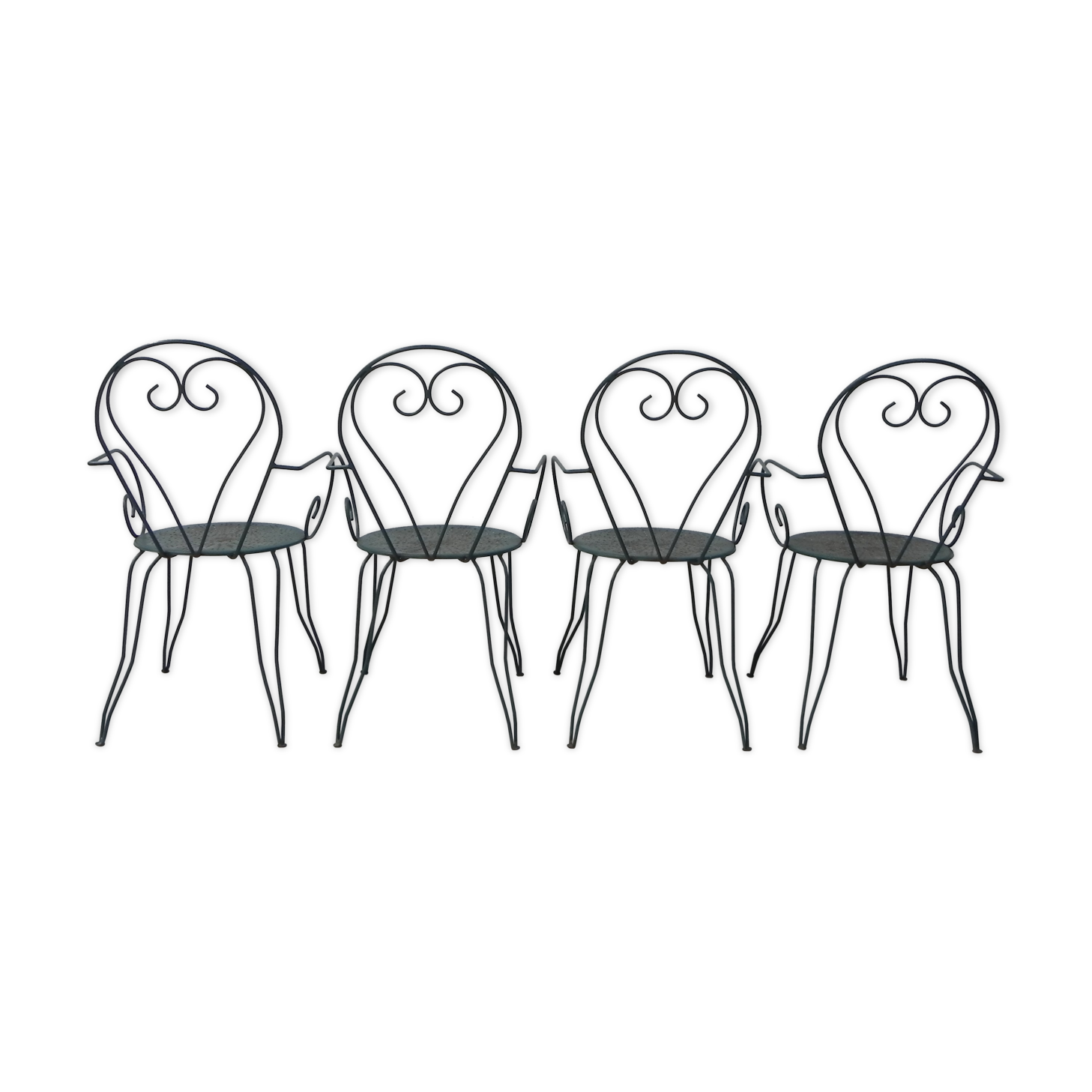 Ensemble de 4 chaises de jardin vintage en acier