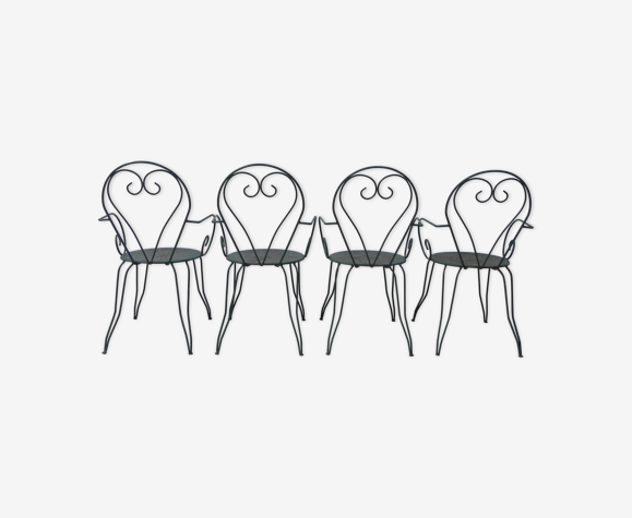 Ensemble de 4 chaises de jardin vintage en acier