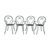 Ensemble de 4 chaises de jardin vintage en acier
