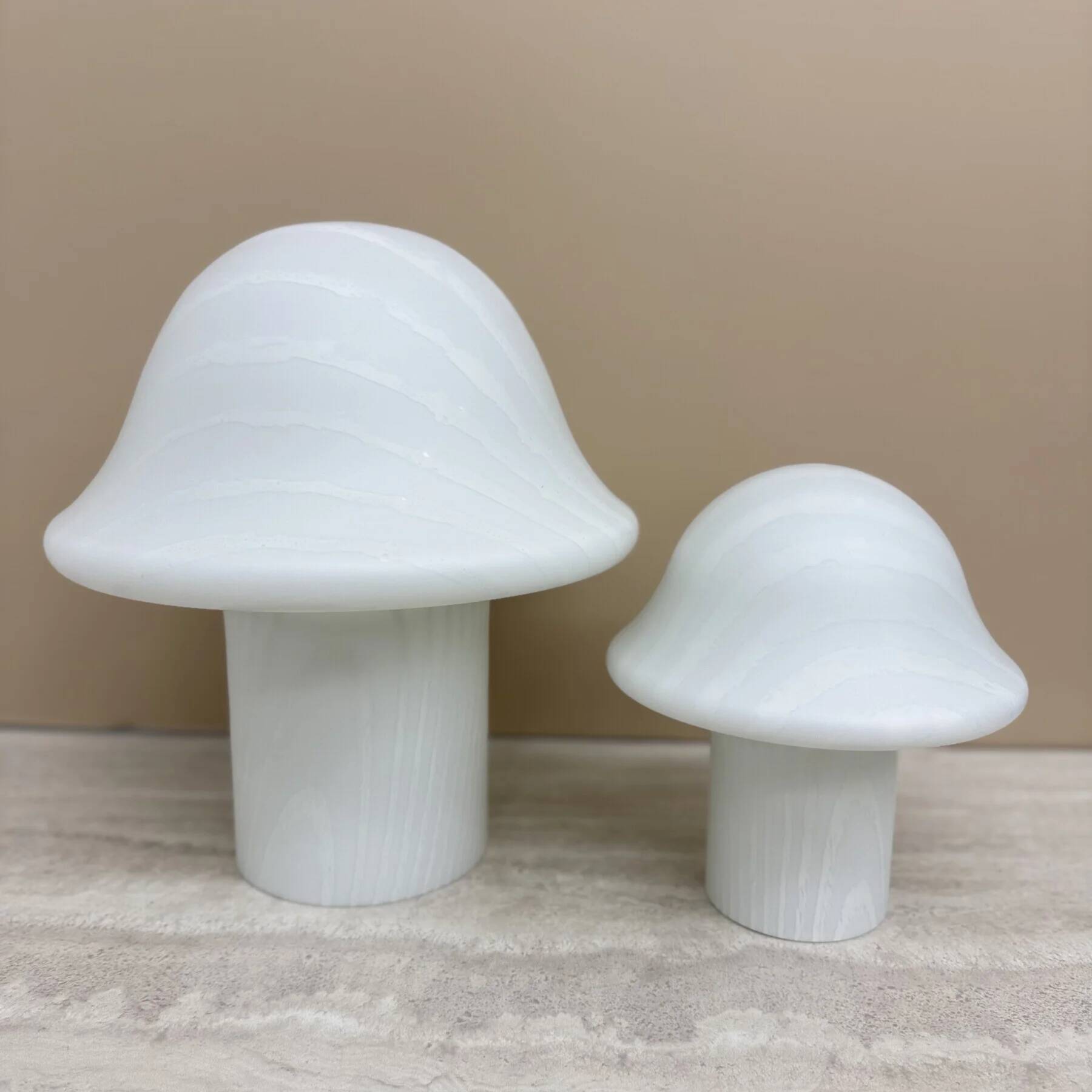 Pair of Peil & Putzer Mushroom Zebra table lamps, 1970s
