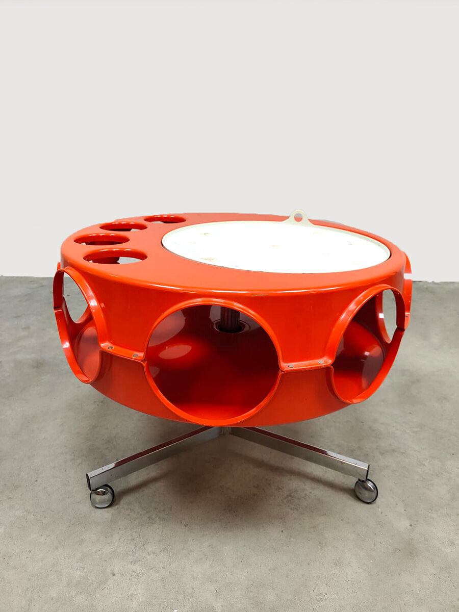 Dutch vintage design orange Rotorbar space age trolley Curver