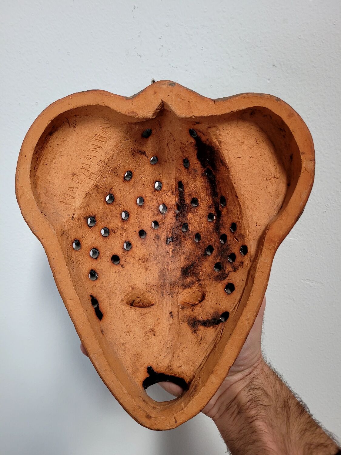 Vintage ceramic and terracotta mask signed