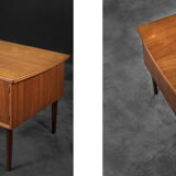 Vintage classic mid-century danish scandinavian modern teak bilateral desk, 1960s