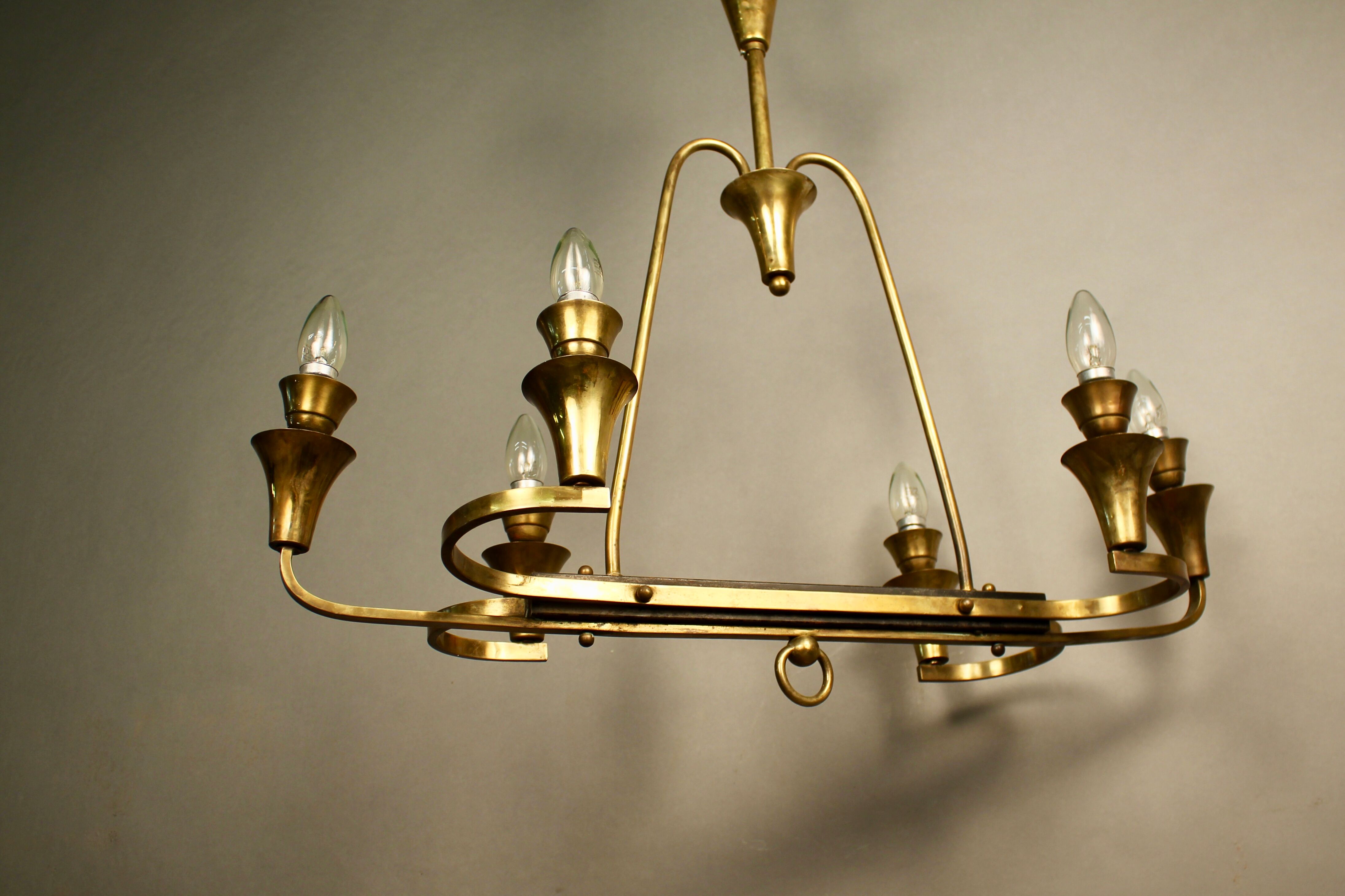 6 light brass chandelier