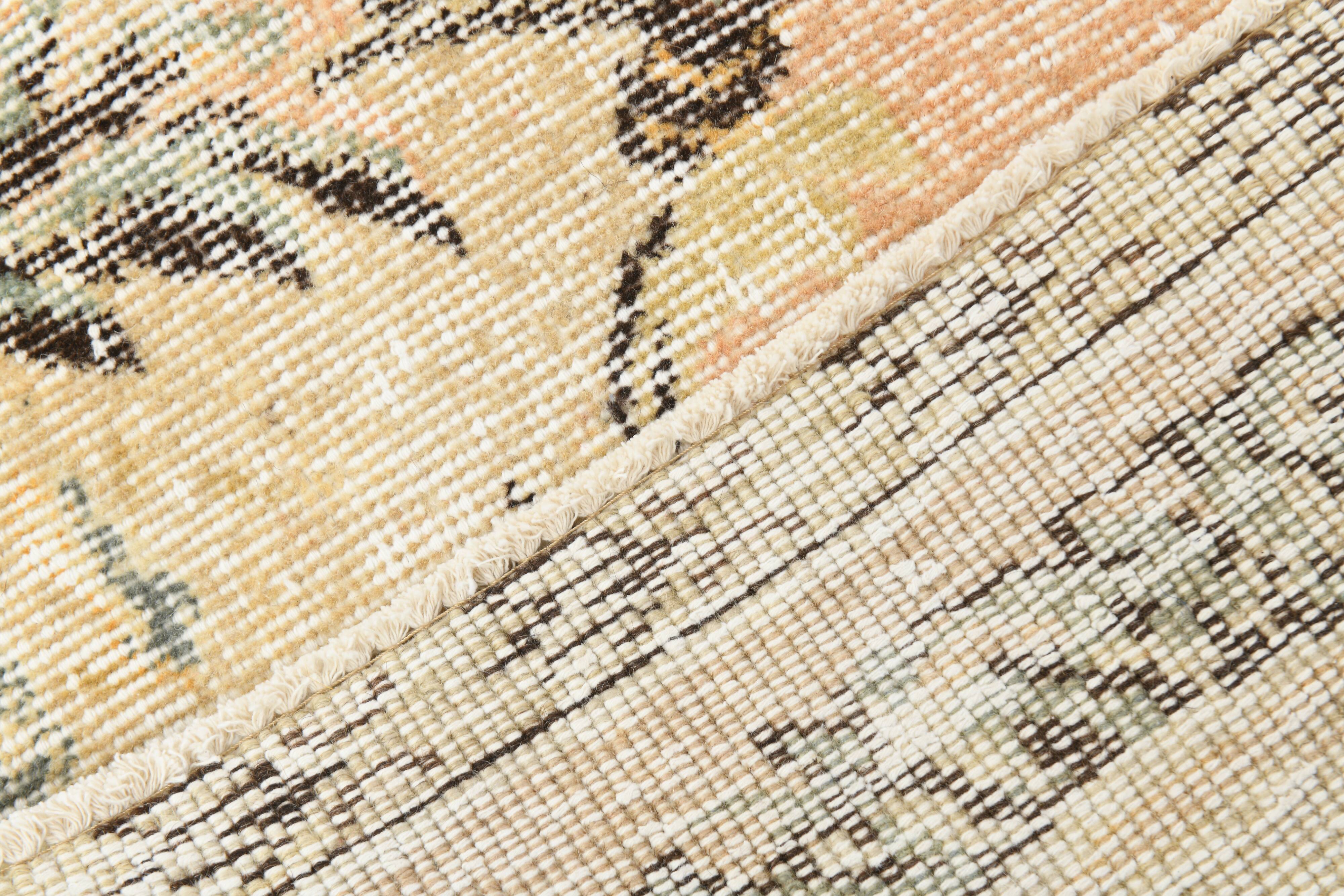 vintage beige orange turkish carpet 207x302 cm , wool hand made rug.