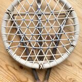 Folding stool in metal and braided scoubidou wire