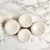 Suite of 4 old porcelain cockroaches decorated with sepia-printed leaves