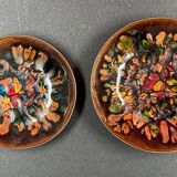 set of 2 enamels on copper empty pocket 10 and 12 cm in diameter - Art Limoges enamel