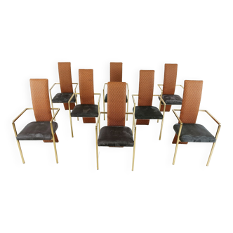 Set de 8 chaises de salle à manger à dossier haut par Belgochrom, années 1970