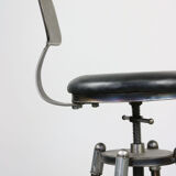 Vintage industrial metal & leather swivel bar stool