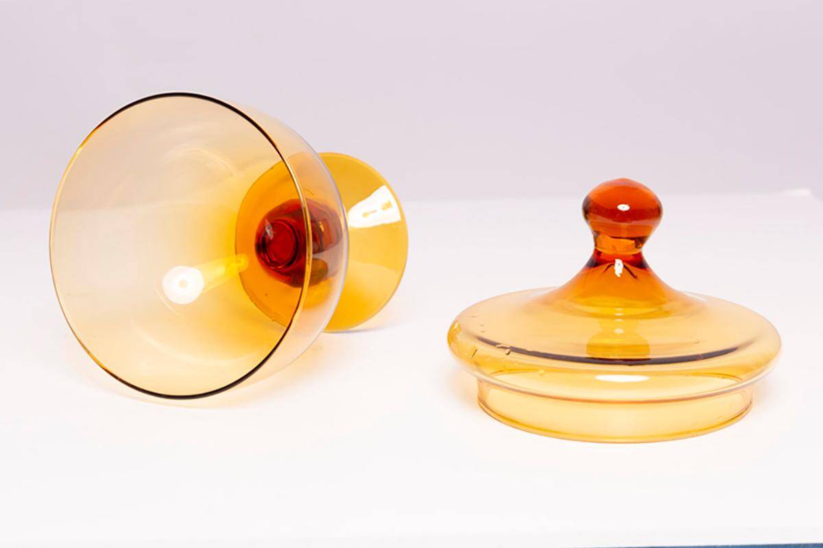 Set of four glasses and a sugar bowl Murano, Europe, 1960s