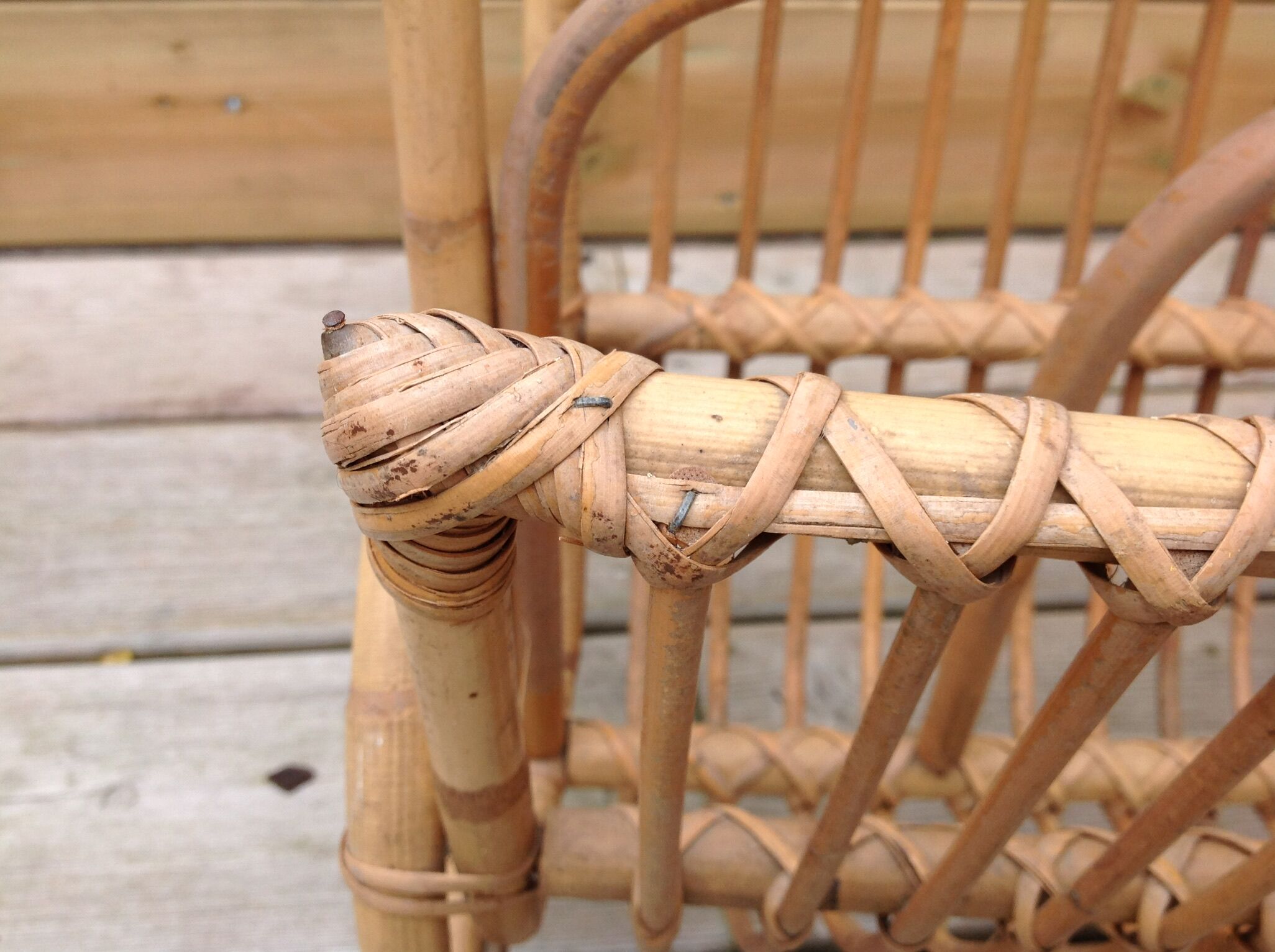 Vintage rattan magazine holder