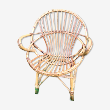 1960s rattan and bamboo armchair