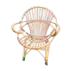 Fauteuil coquille rotin et bambou vintage des années 60
