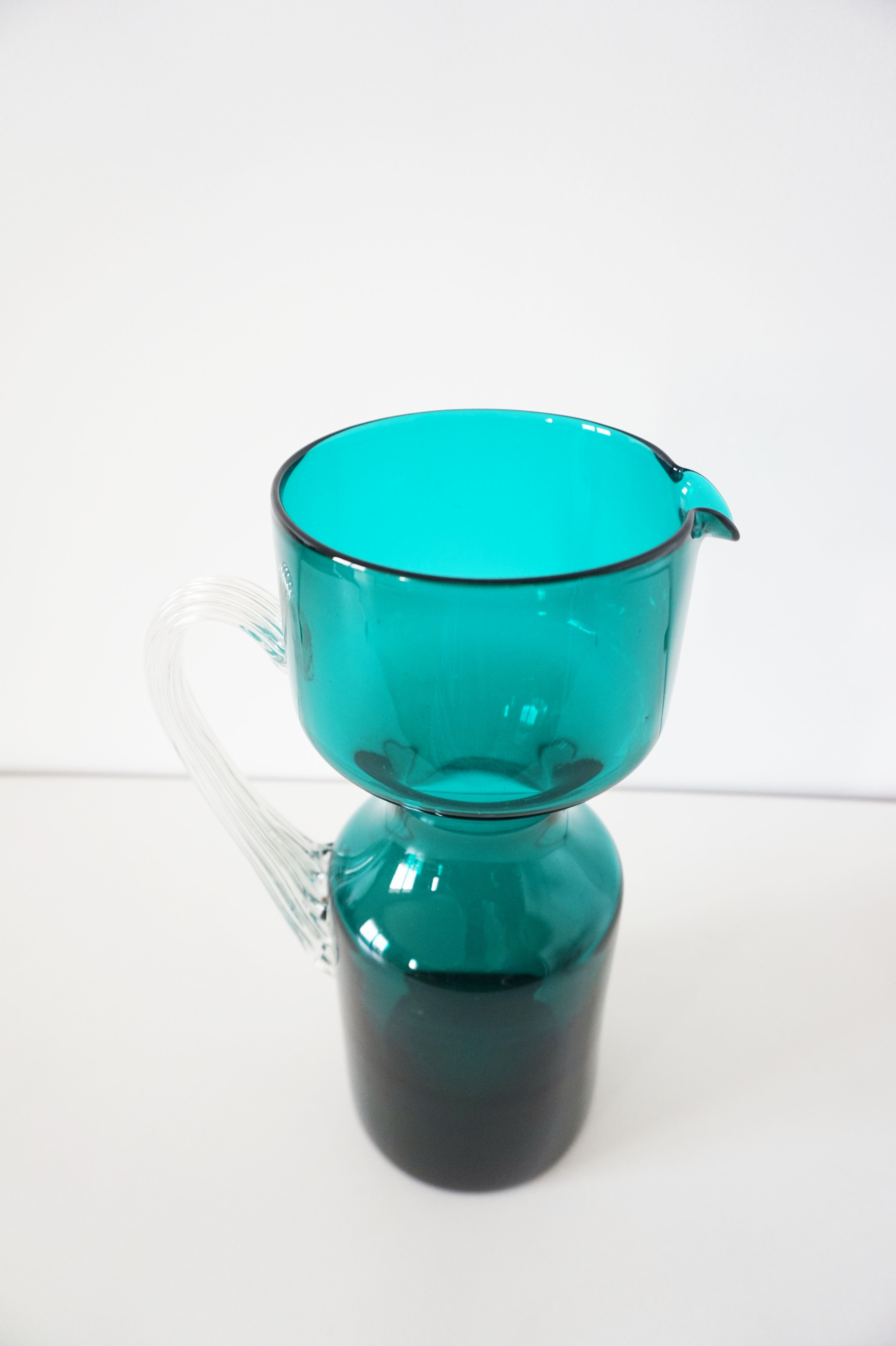 Vintage blue blown glass carafe