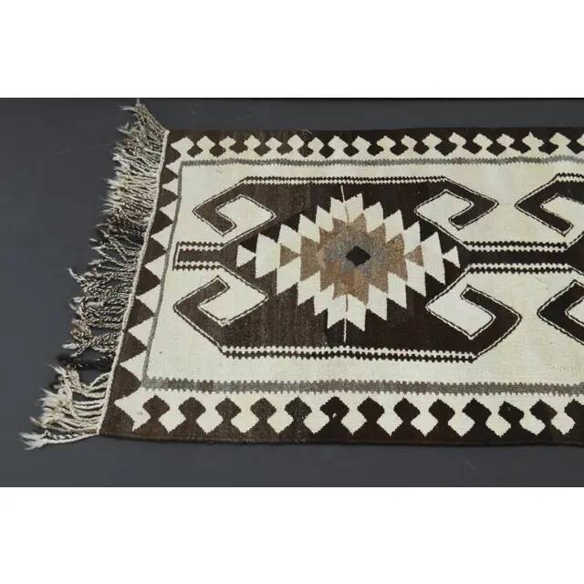 Tapis vintage turc en laine et coton beige noué à la main, années 1970