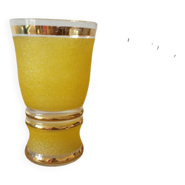 Yellow and gold granite vase